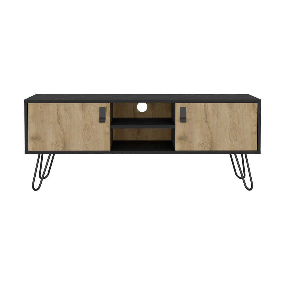 B Magness TV Stand, Black / Macadamia Storage Solution