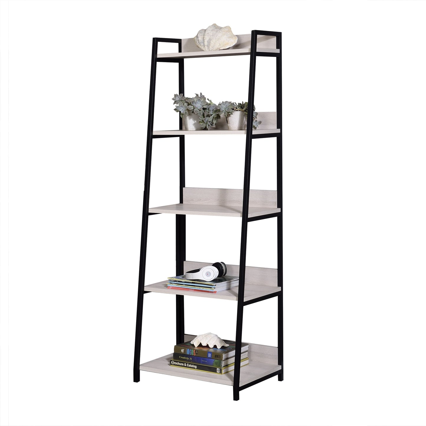 Wendral Bookshelf (5-Tier, 23"L), Natural & Black 92674