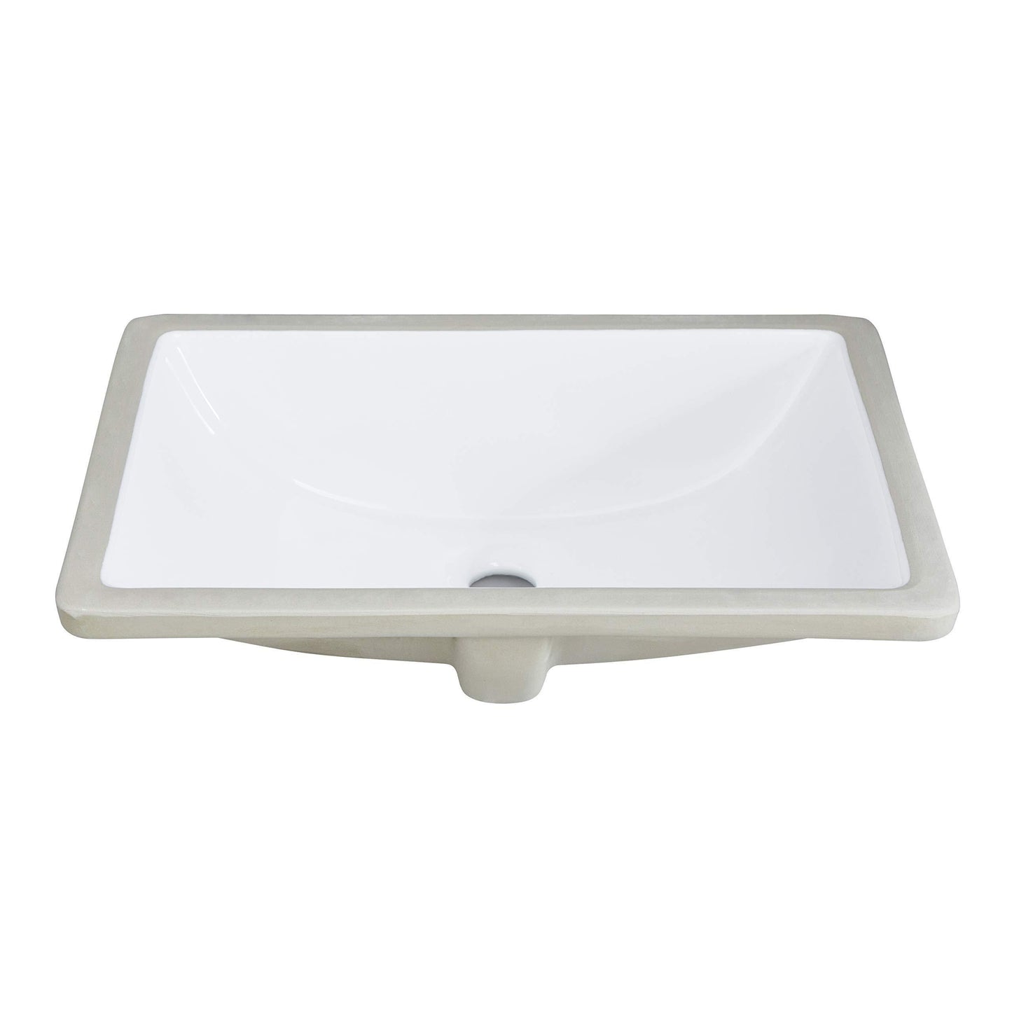 White Rectangular Undermount Bathroom Sink With Overflow