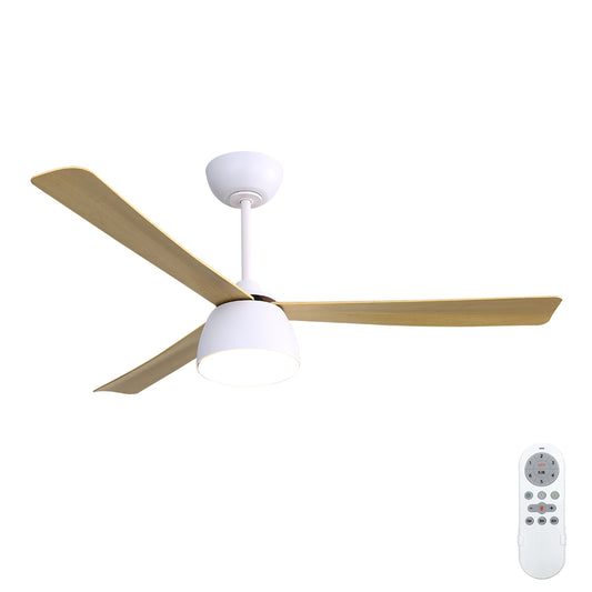 52 Inch Modern Indoor LED Ceiling Fan With Adjustable 6 Speed Remote Control 3 Blade Reversible DC Motor For Home