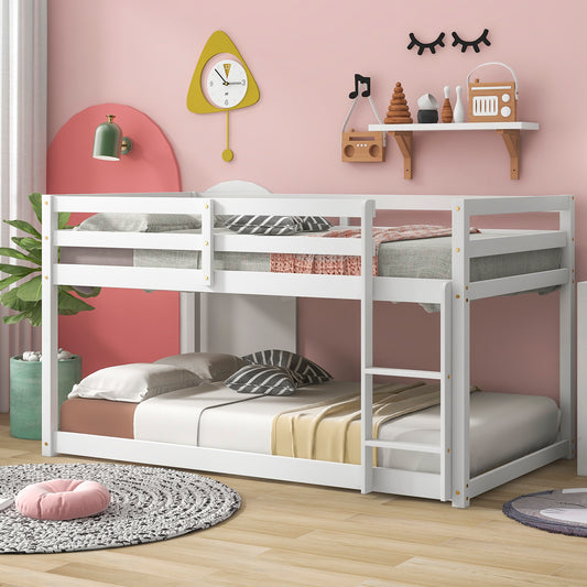 White Low Height Twin over Twin Bunk Bed