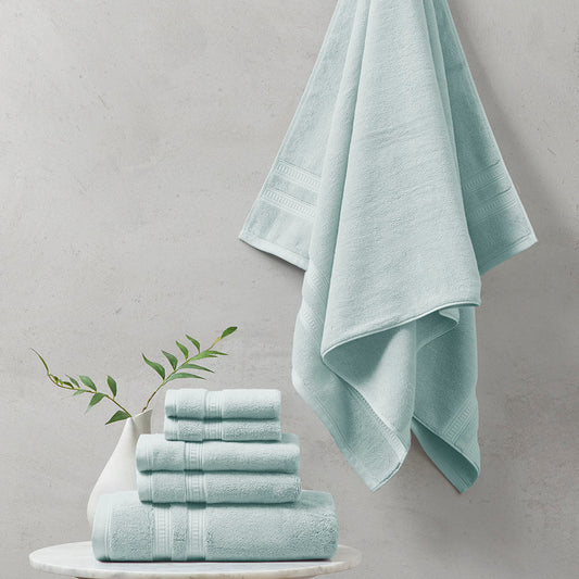 Luxurious Plume 100% Cotton Feather Touch Bath Towel Set with Antimicrobial Protection - 6 Piece Set