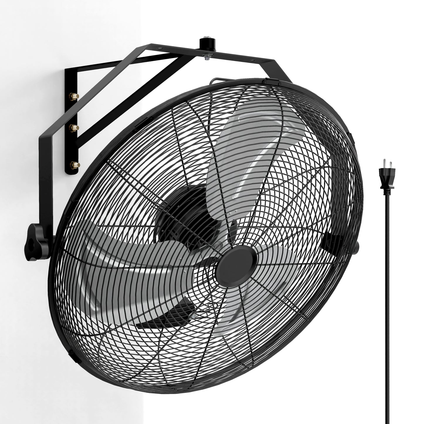 InfiniPower 20 Inch High Velocity Wall Mount Fan with Rack and L-Iron, 3 Speed Industrial/Commercial Metal Ventilation Fan