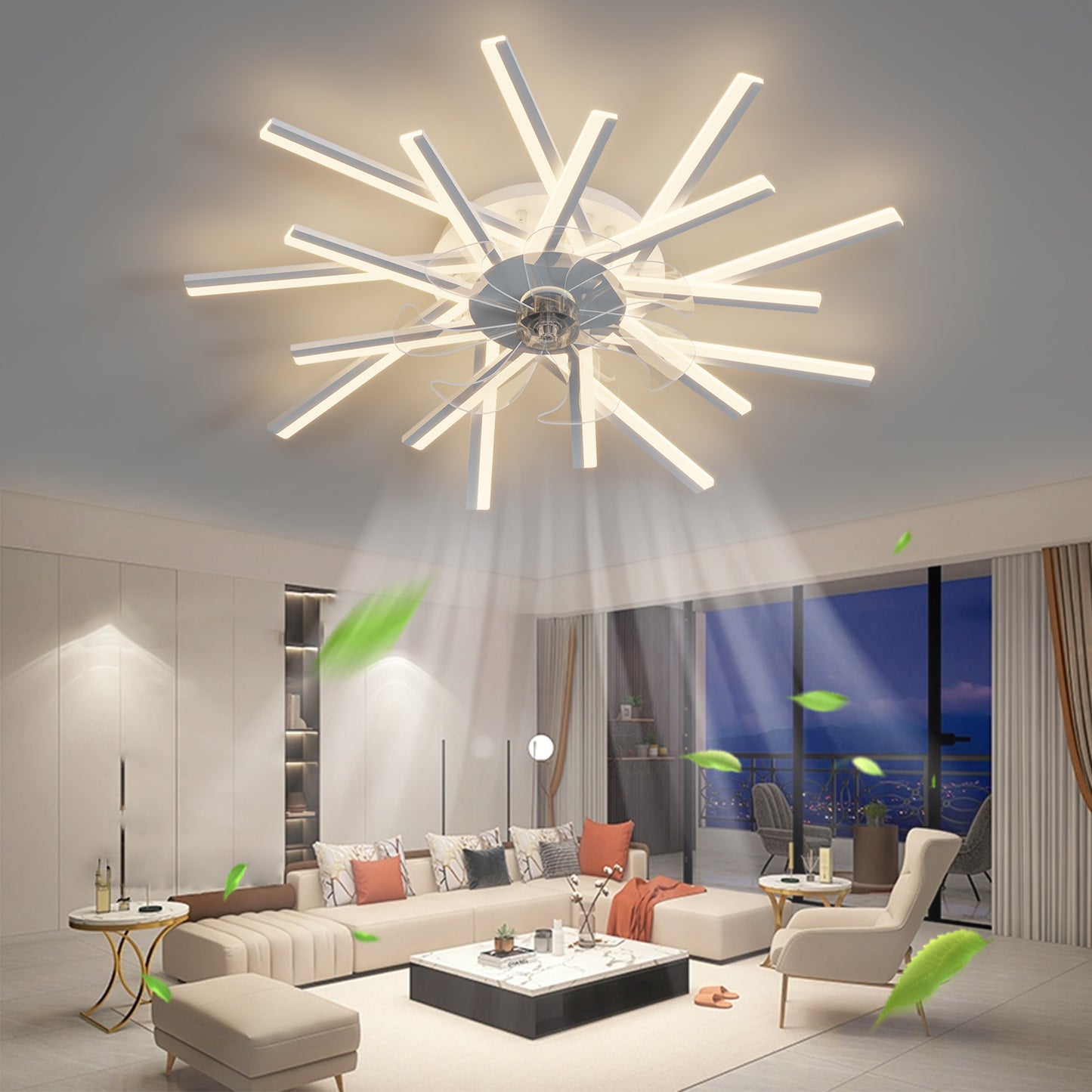 36-Inch Smart Ceiling Fan with Dimmable LED Lights and Remote Control