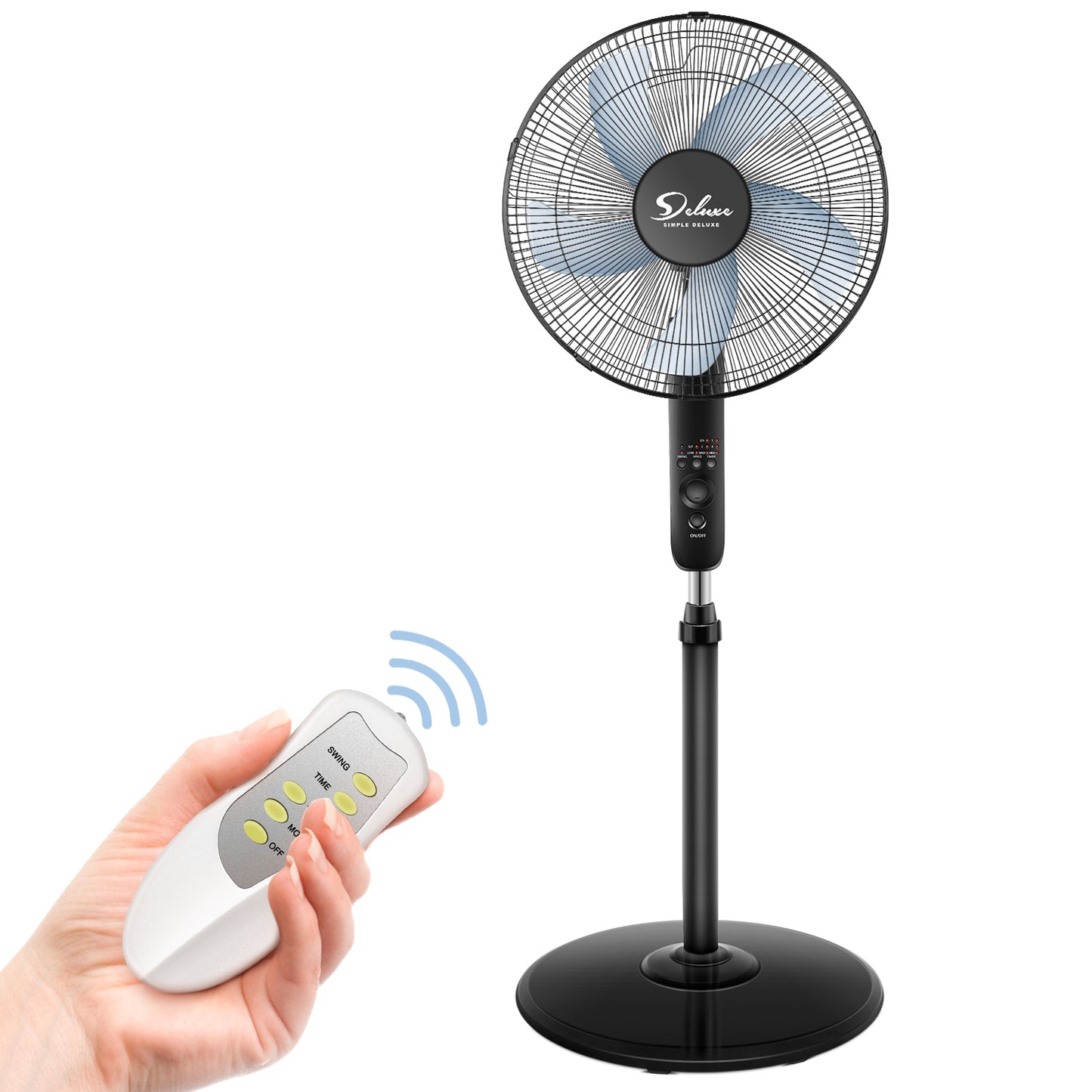 Adjustable 16″ Oscillating Pedestal Fan with Remote Control and 3 Speeds for Indoor Cooling