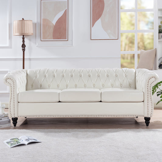 Luxurious 84.65 Rolled Arm Chesterfield 3 Seater Sofa