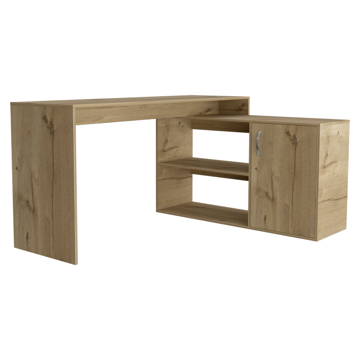 Contemporary Light Oak L-Shaped Office Desk with Spacious Storage Options