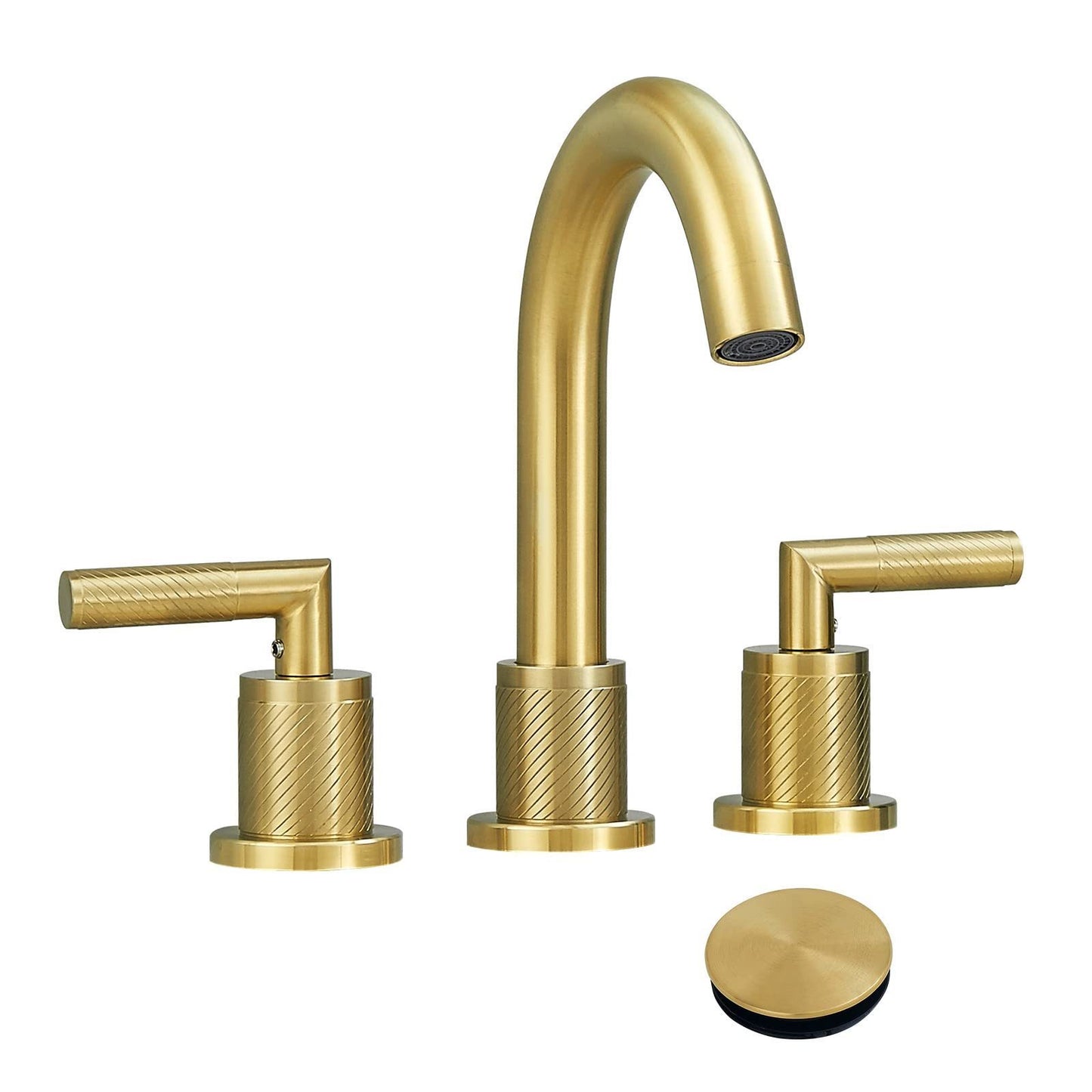 Luxury Brushed Gold Bathroom Faucet with Double Handle Configuration