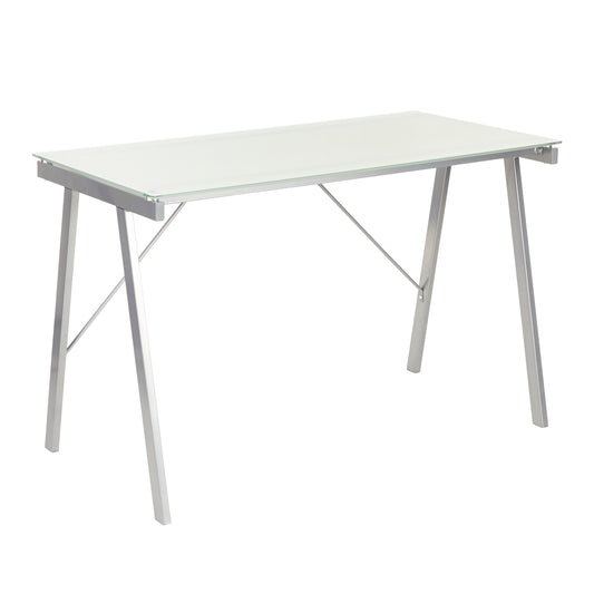 LumiSource Exponent White and Silver Contemporary Desk