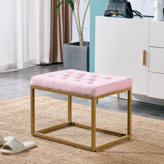 Chair Velvet Shoe Changing Stool, Footstool, Square Cushion Foot Stool, Sofa stool, Rest stool,Low Stool .Step Stool, Small Footrest .Suitable for Clothes Shop,Living Room, Porch,Pink BenchST-001-PI