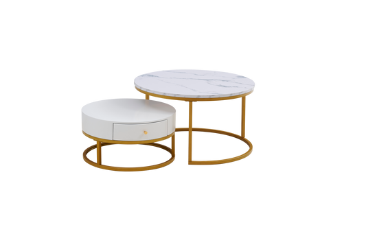 Stylish White Marble Coffee Table - Modern Living Room Furniture Piece