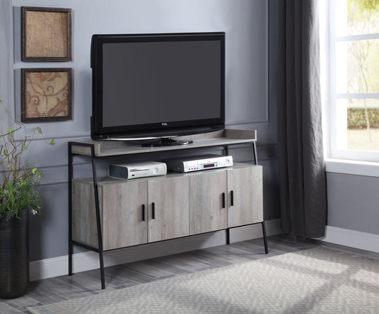 Samiya TV Stand with Industrial Gray Oak and Black Finish