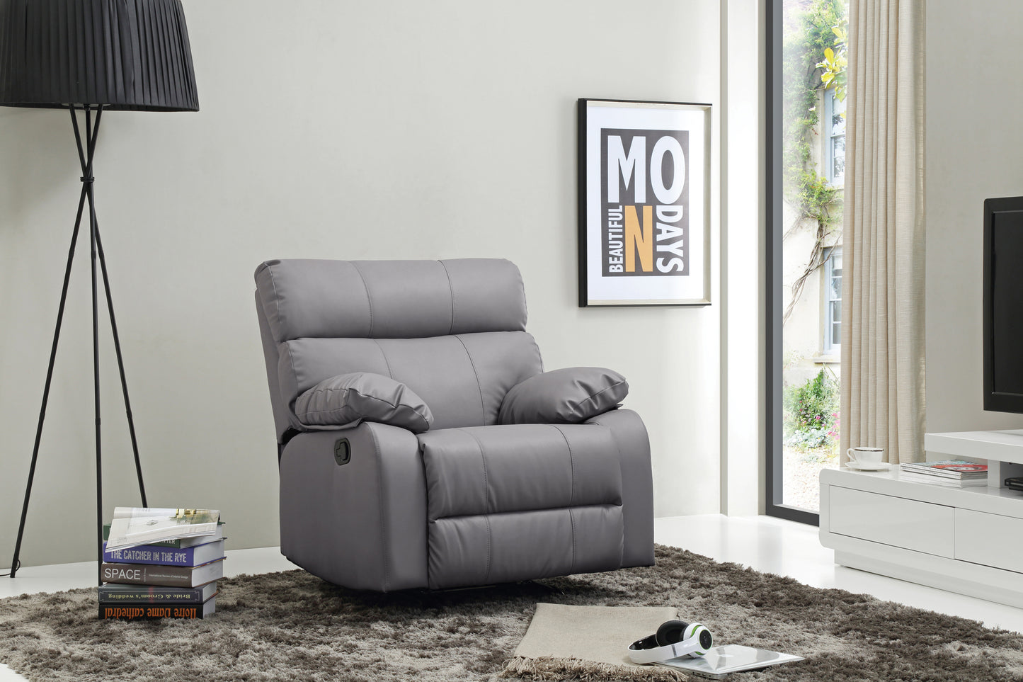 Modern Gray Rocker Recliner - Glory Furniture Manny G531-RC