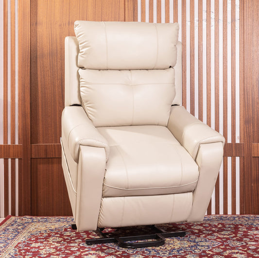 Electric Power Lift Chair Recliner with Massage and Heating for Elderly (Beige)