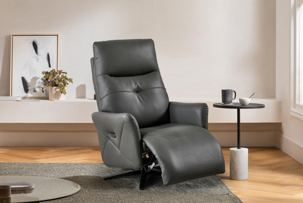 Adjustable Headrest Swivel Recliner Chair with USB Charge Port