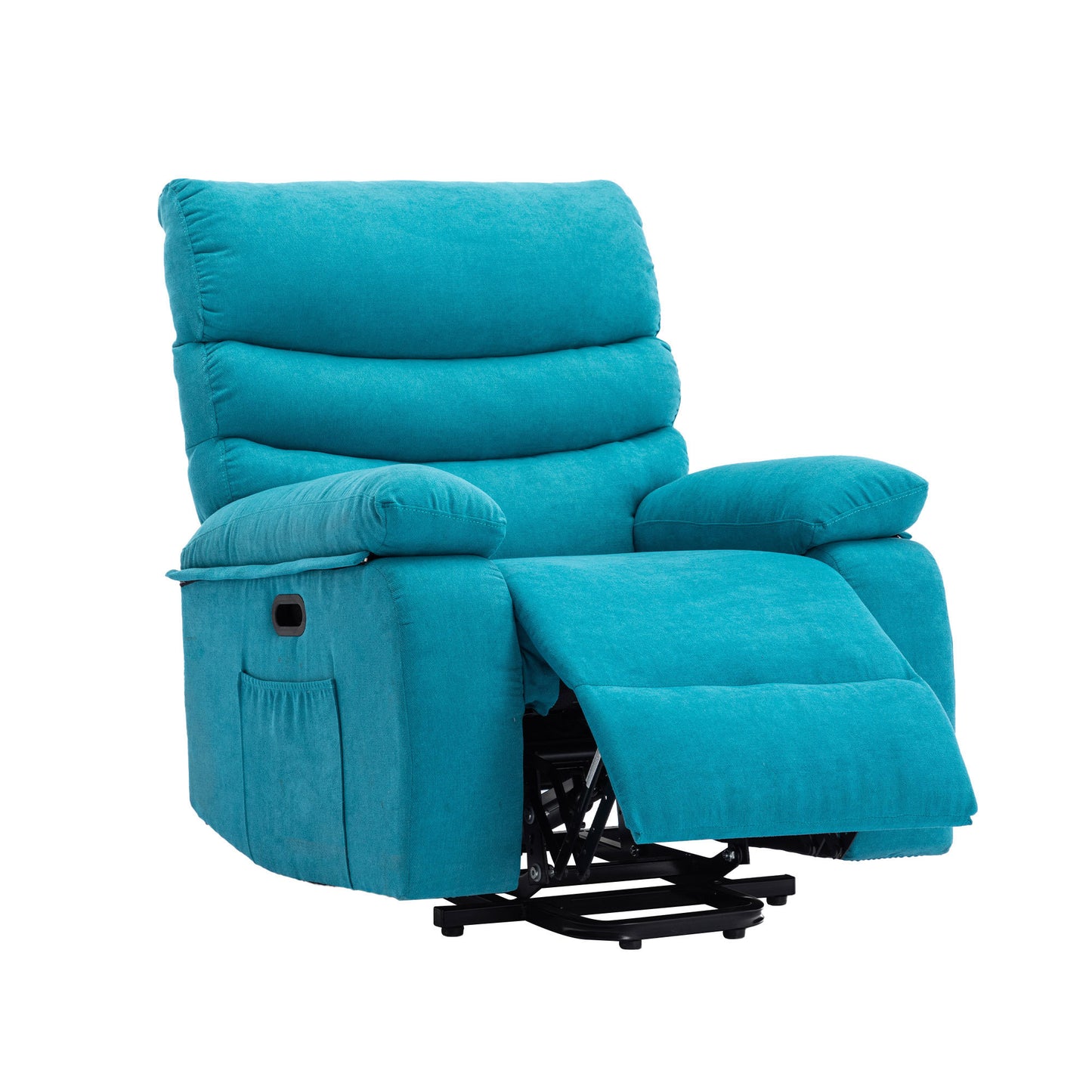 Blue Chenille Power Lift Recliner Chair with Heating, Vibration Massage, and USB Charging