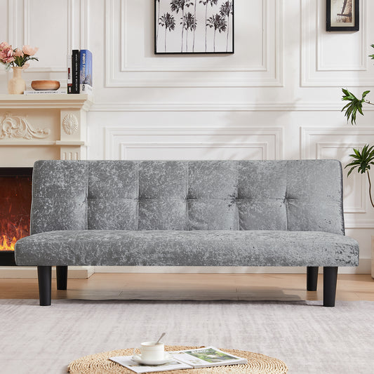 Modern sofa bed in iced velour, multi-position adjustable sofa bed, plastic feet