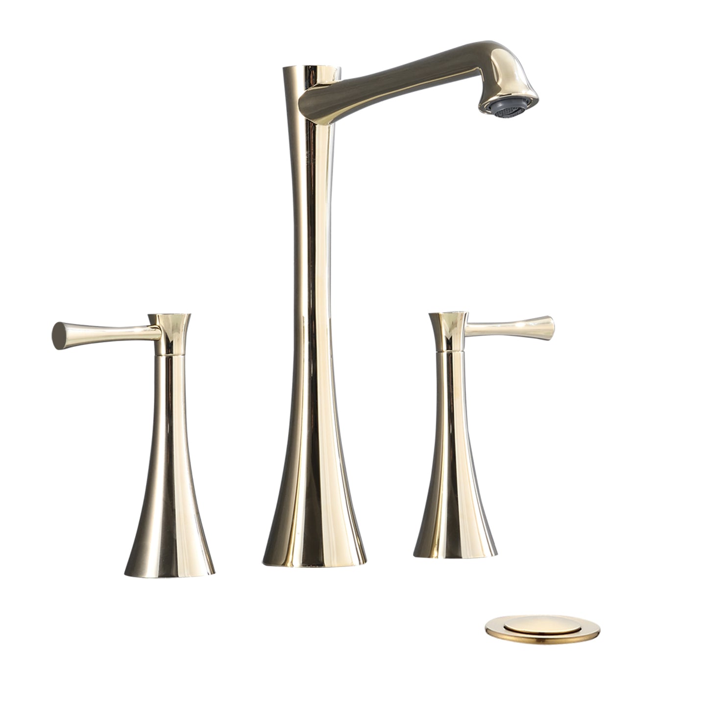 Elegant Gold Widespread Bathroom Faucet with 2 Handles and Drain Assembly