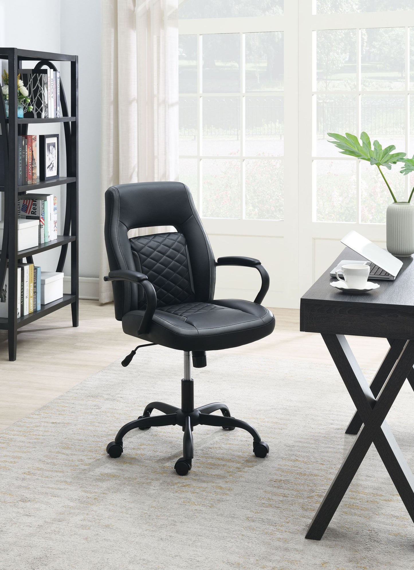 OFFICE CHAIR in Black Faux Leather