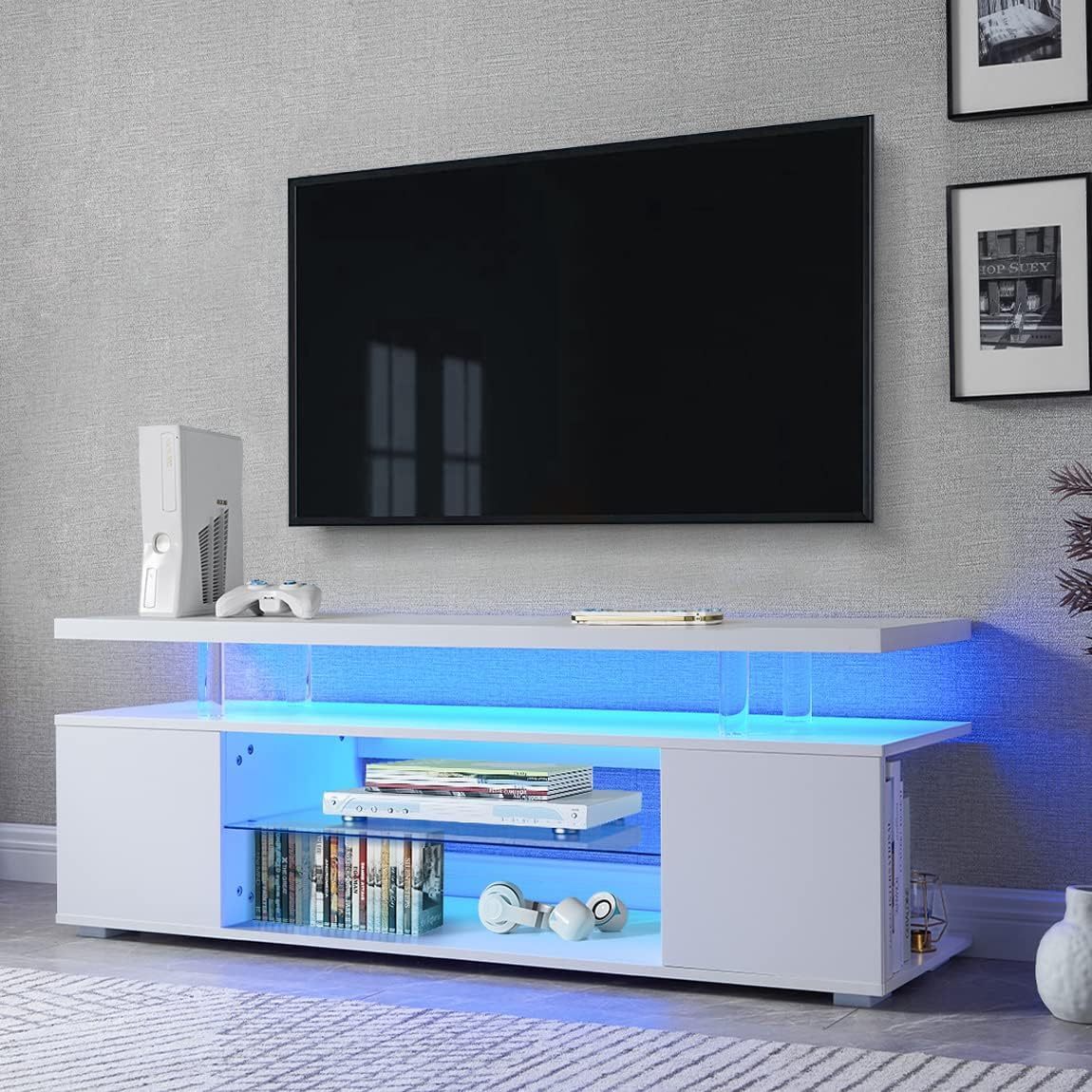 TV Stand with Color-Contrasting Design and Spacious Storage Unit