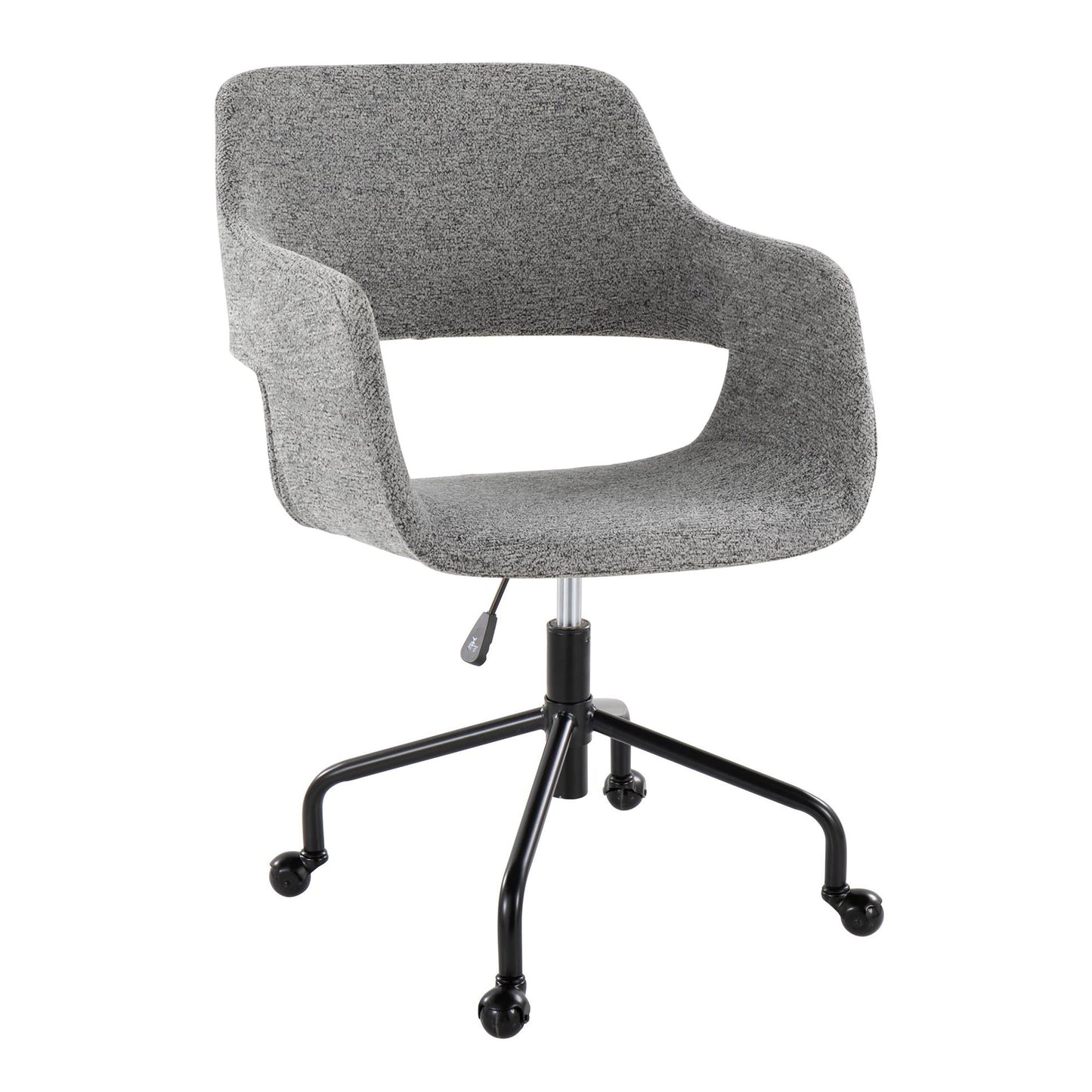 Margarite Contemporary Adjustable Office Chair in Black Metal and Grey Fabric by LumiSource