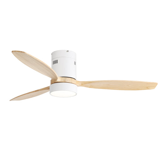 52 Inch Modern Farmhouse Wooden Ceiling Fan with Reversible DC Motor and LED Light