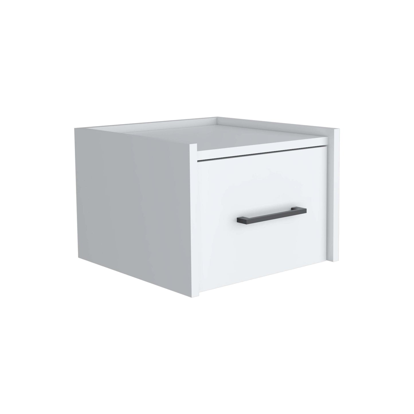 Boa Floating Nightstand, Wall-Mounted Single Drawer Design with Handle- White - Bedroom