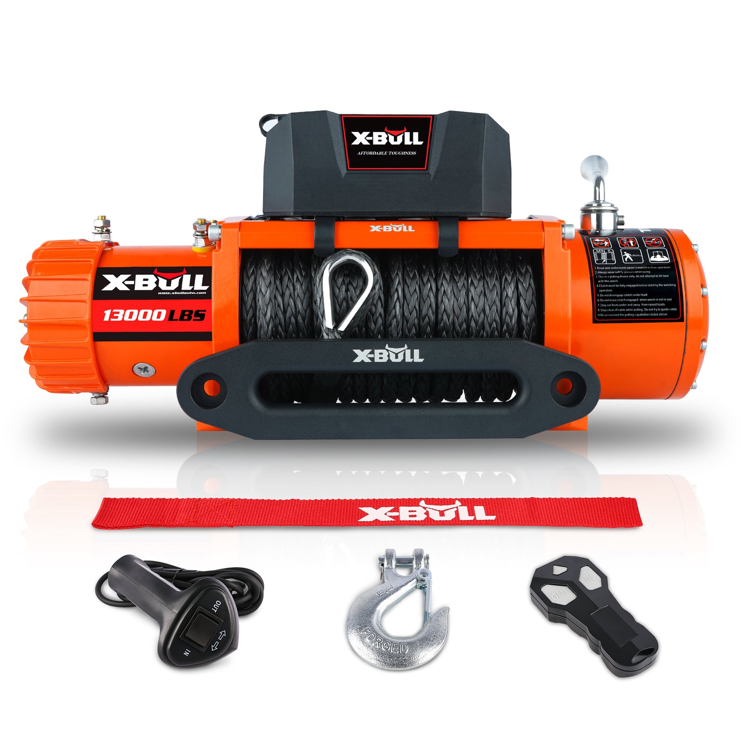 X-BULL 12V Electric Winch with 13000 LBS Capacity and Synthetic Rope - Upgraded Version