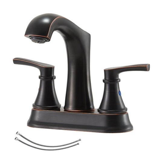 Elegant Oil Rubbed Bronze Bathroom Sink Faucet with Dual Handles and Vintage Design