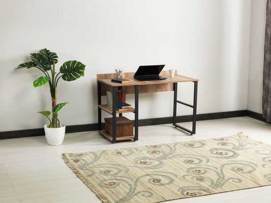 Rasse Oak Writing and Computer Desk with Black Metal Frame