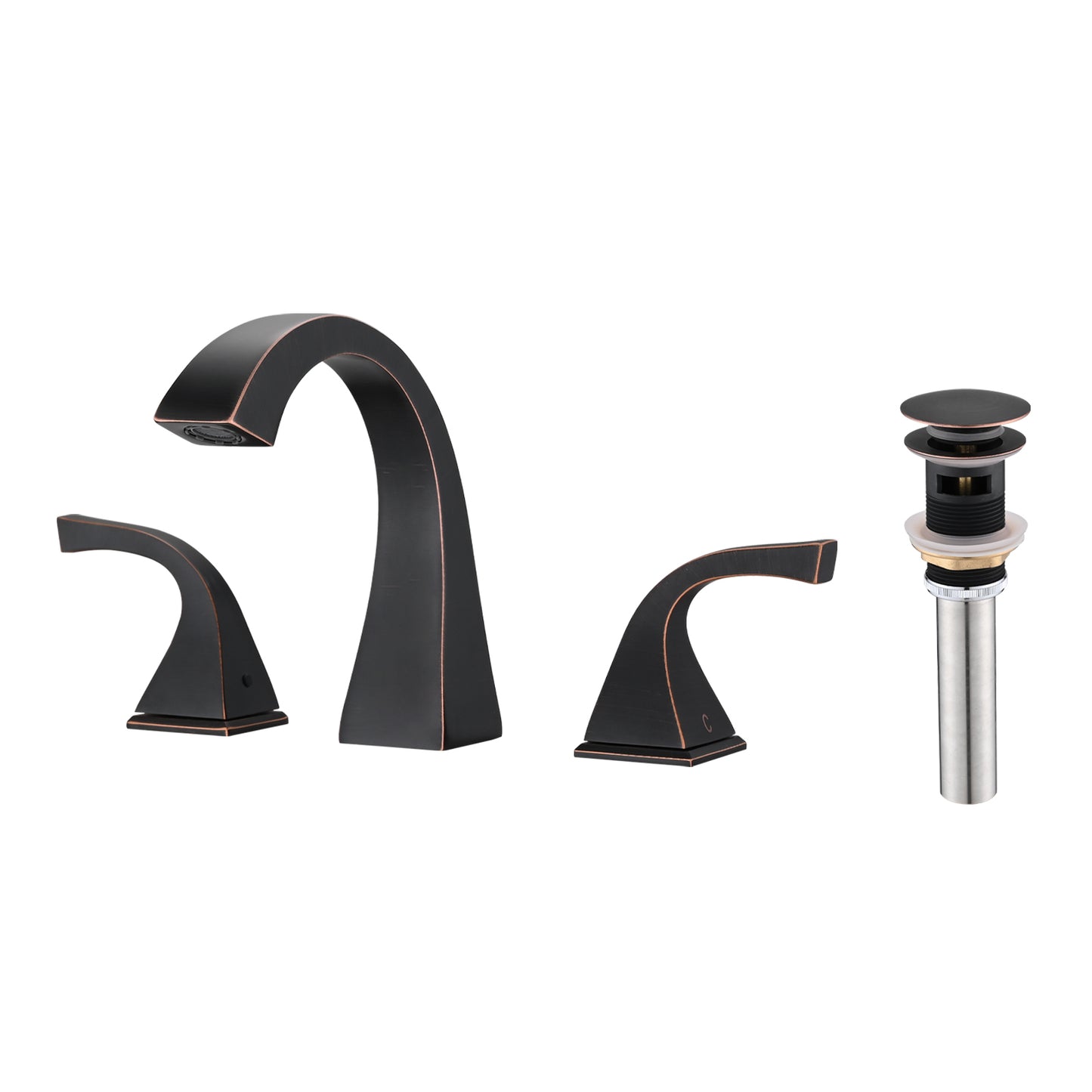 Bathroom Sink Faucet with 2 Handles and Drain in Oil Rubbed Bronze