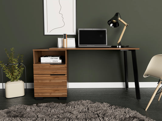 Andover Office Desk with Mahogany Finish and Built-in Storage