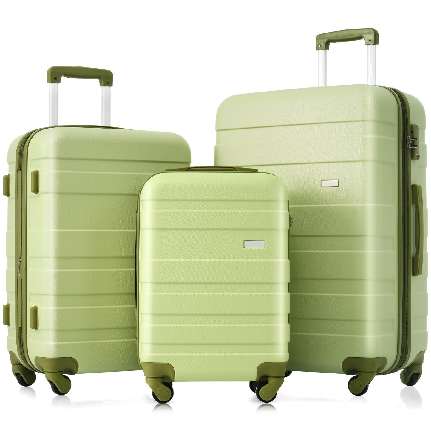 Luggage Sets New Model Expandable ABS Hardshell 3pcs Clearance Luggage Hardside Lightweight Durable Suitcase sets Spinner Wheels Suitcase with TSA Lock 20''24''28''( Light Green)