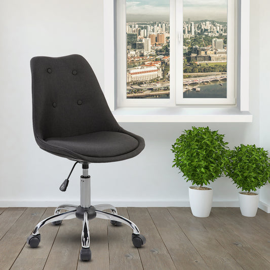 Armless Task Chair with Buttons, Black