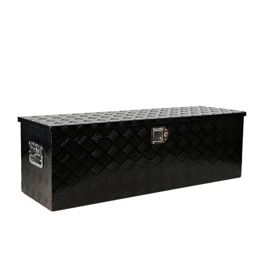 48 Inch Heavy Duty Aluminum Stripes Plated Tool long Box Pick Up Truck Bed RV Trailer Toolbox Storage Organizer, Waterproof Underbody Tool Box Storage with Lock and Key (48"×15.2"×15.2")