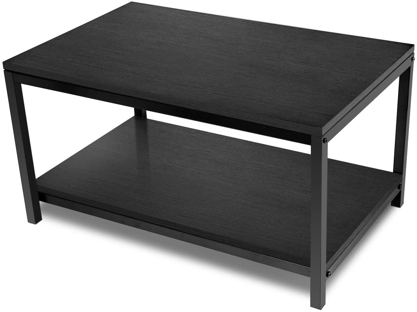 Living Room and Office Storage Shelf, Easy Assembly, Black (Home Coffee Table), 31x20x16 inch