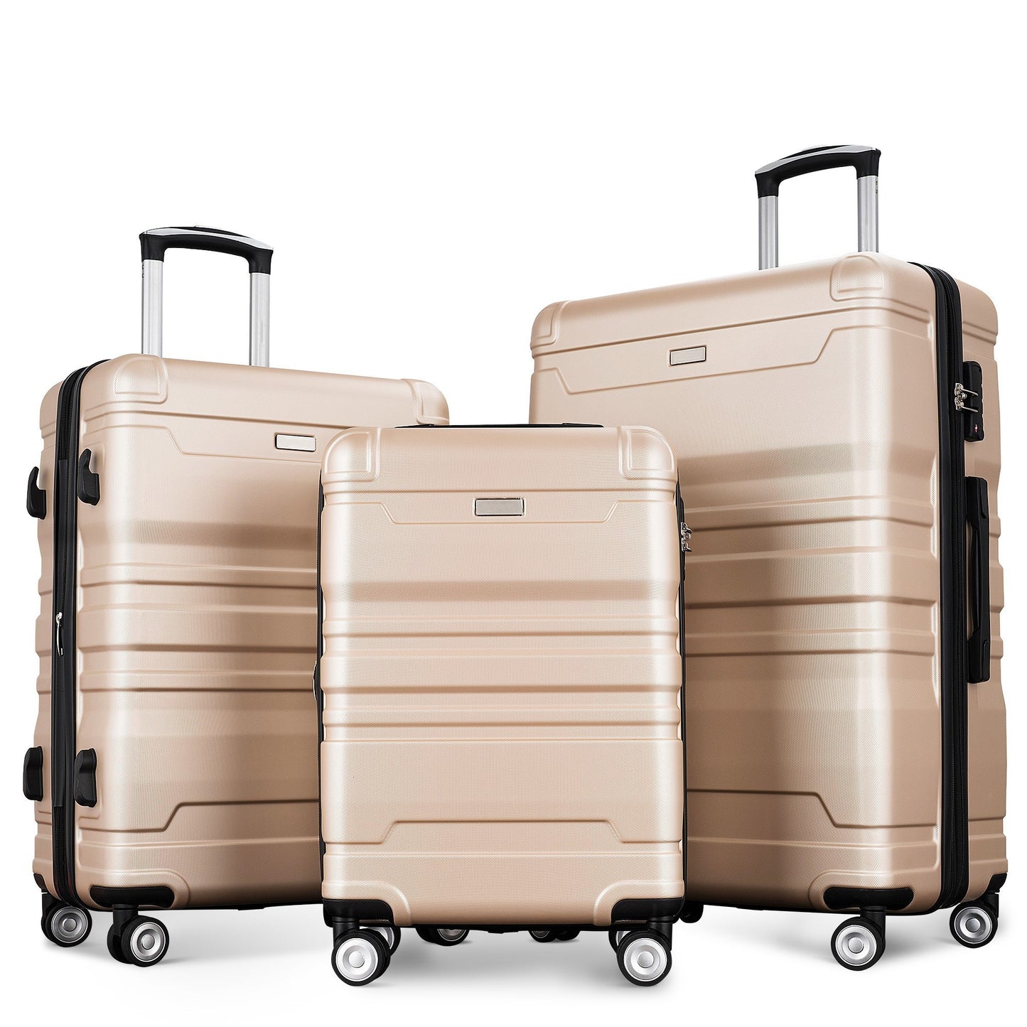 Luggage Sets New Model Expandable ABS Hardshell 3pcs Clearance Luggage Hardside Lightweight Durable Suitcase sets Spinner Wheels Suitcase with TSA Lock  20''24''28'' (Champagne)