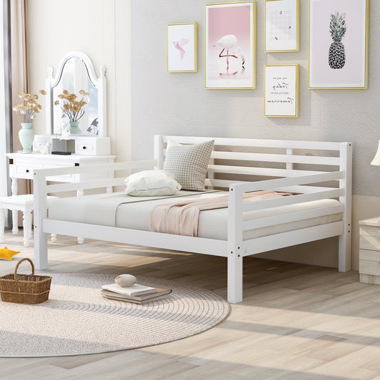 Wooden Full Size Daybed with Clean Lines, White