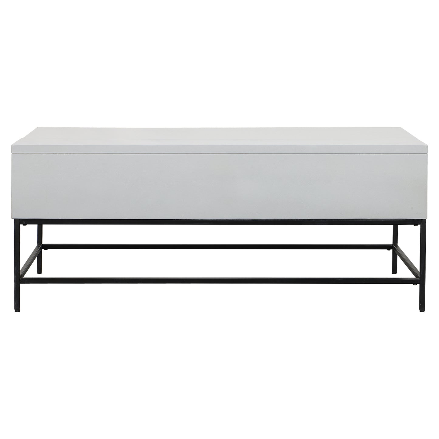 45-inch White and Black Lift-Top Coffee Table crafted from Mango Wood and Iron Frame