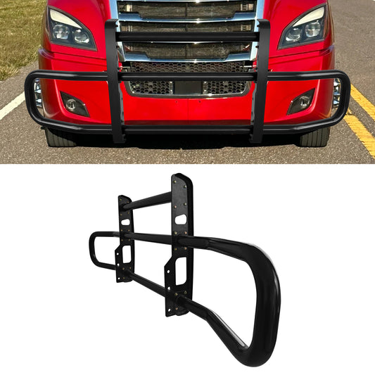 Black Integrated Deer Guard for Freightliner Cascadia 2018-2022 with Brackets