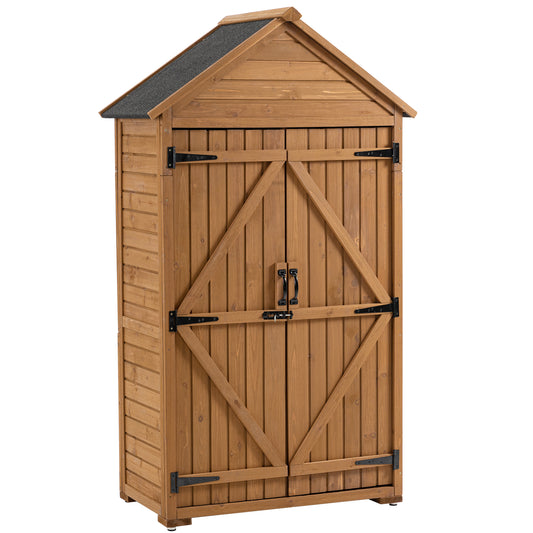 Outdoor Storage Cabinet, Garden Wood Tool Shed, Outside Wooden Shed Closet with Shelves and Latch for Yard 39.56"x 22.04"x 68.89"