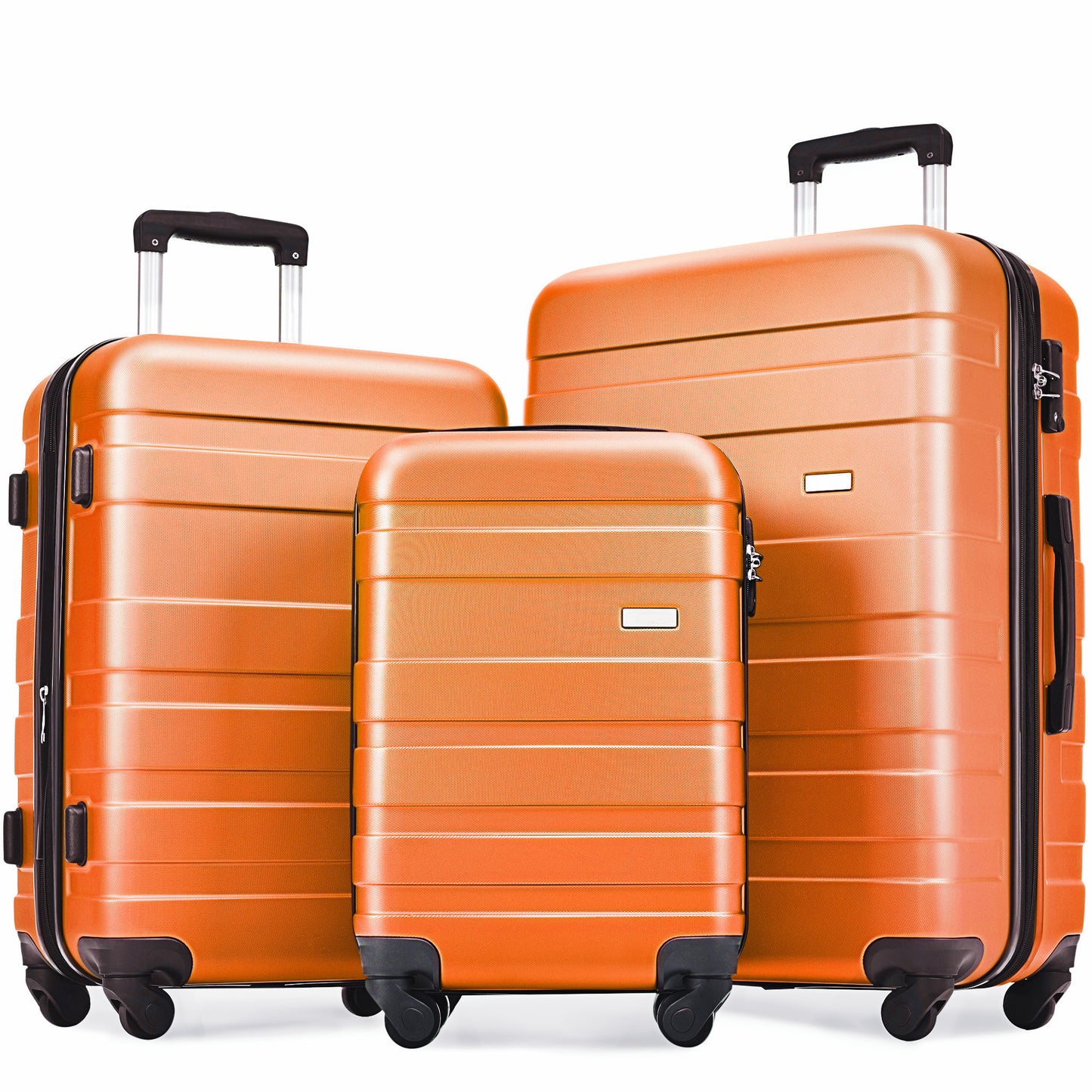 Luggage Sets New Model Expandable ABS Hardshell 3pcs Clearance Luggage Hardside Lightweight Durable Suitcase sets Spinner Wheels Suitcase with TSA Lock 20''24''28''(orange)