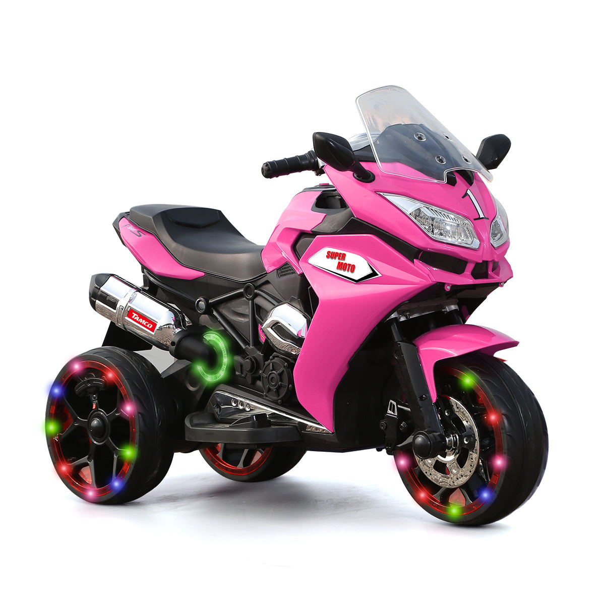 Girls Pink 12V Electric 3-Wheel Ride-On Motorcycle