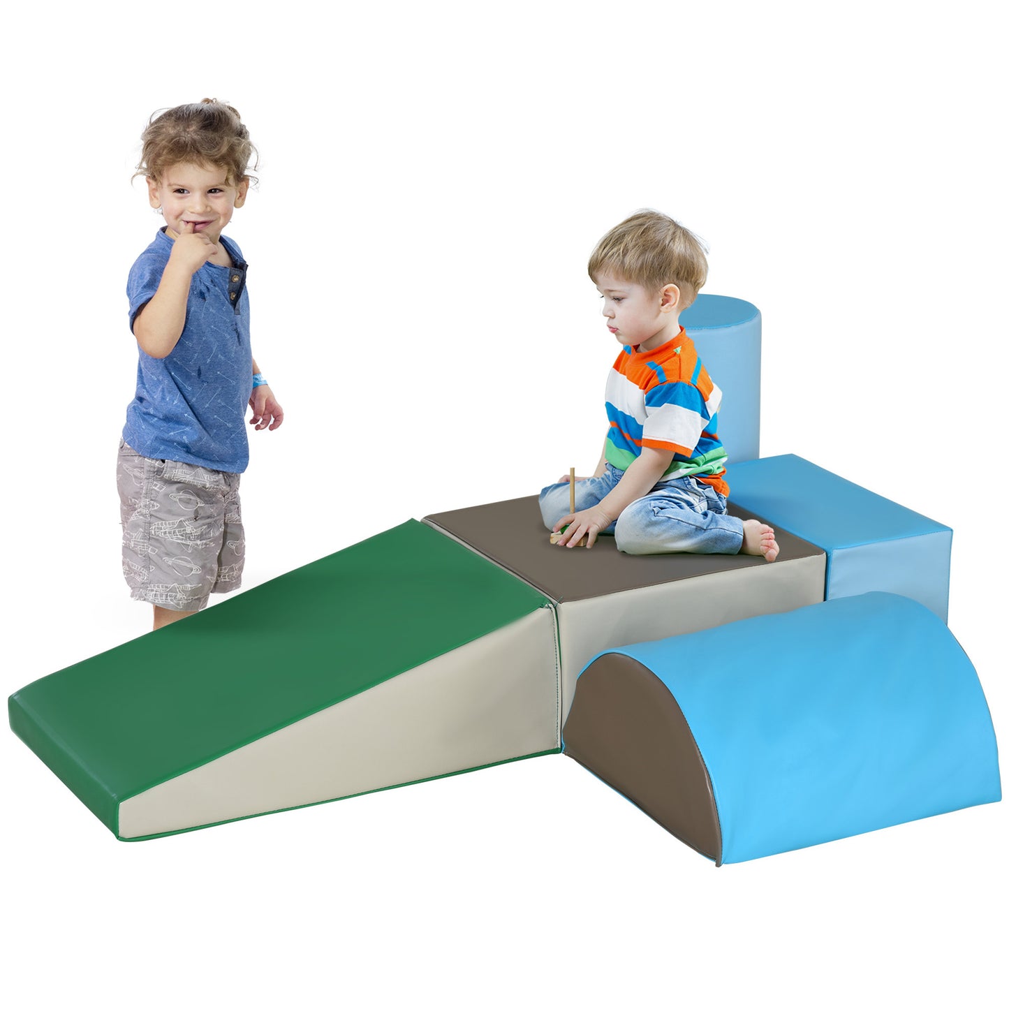 Soft Play Foam Climbing Blocks Set for Toddlers and Preschoolers, 5-Piece Indoor Activity Play Set