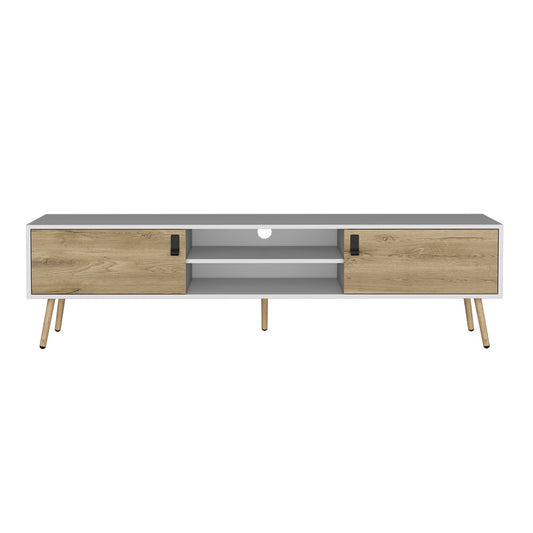 Chic White and Macadamia TV Console for Living Room