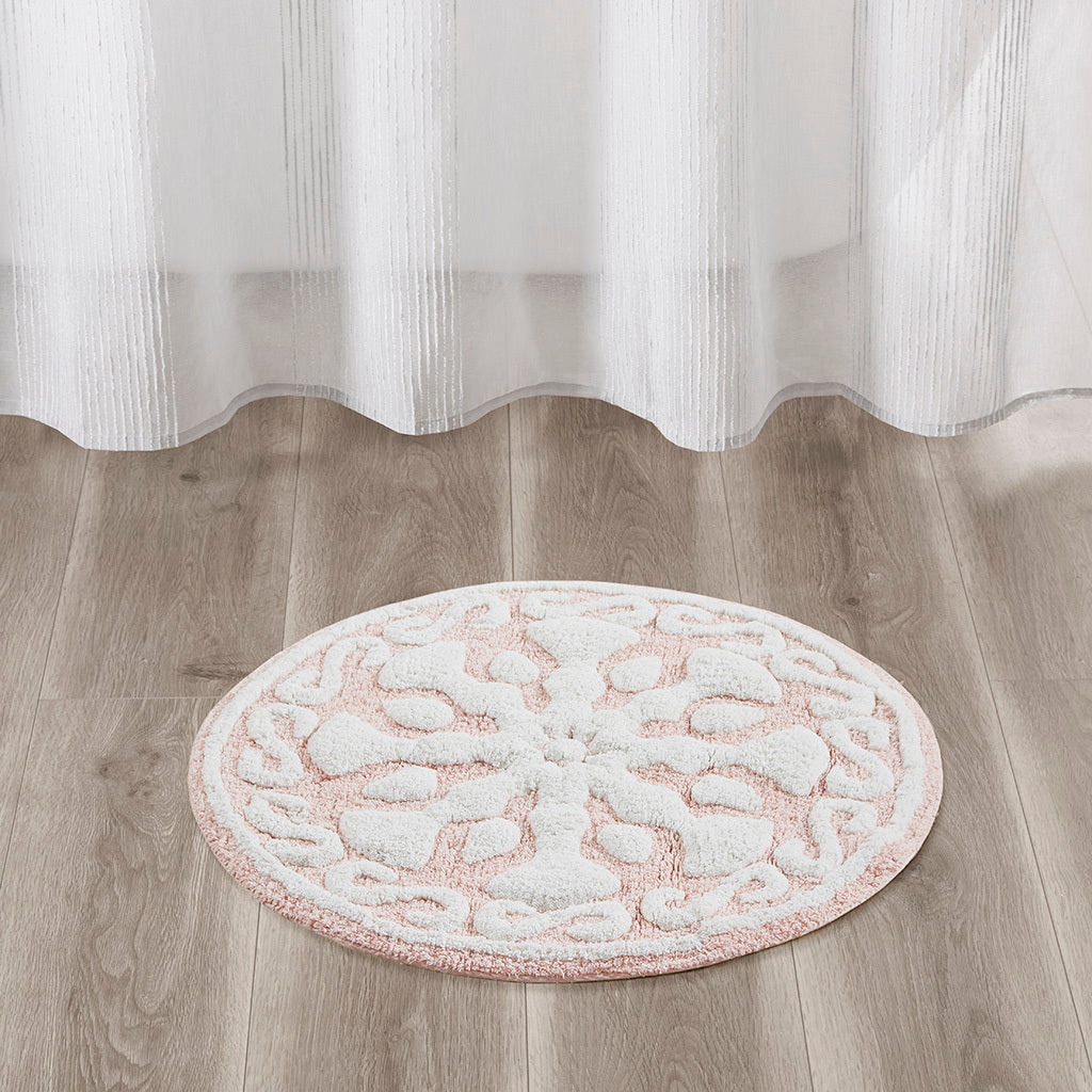 Medallion Cotton Bathroom Rug with Bohemian-Inspired Design