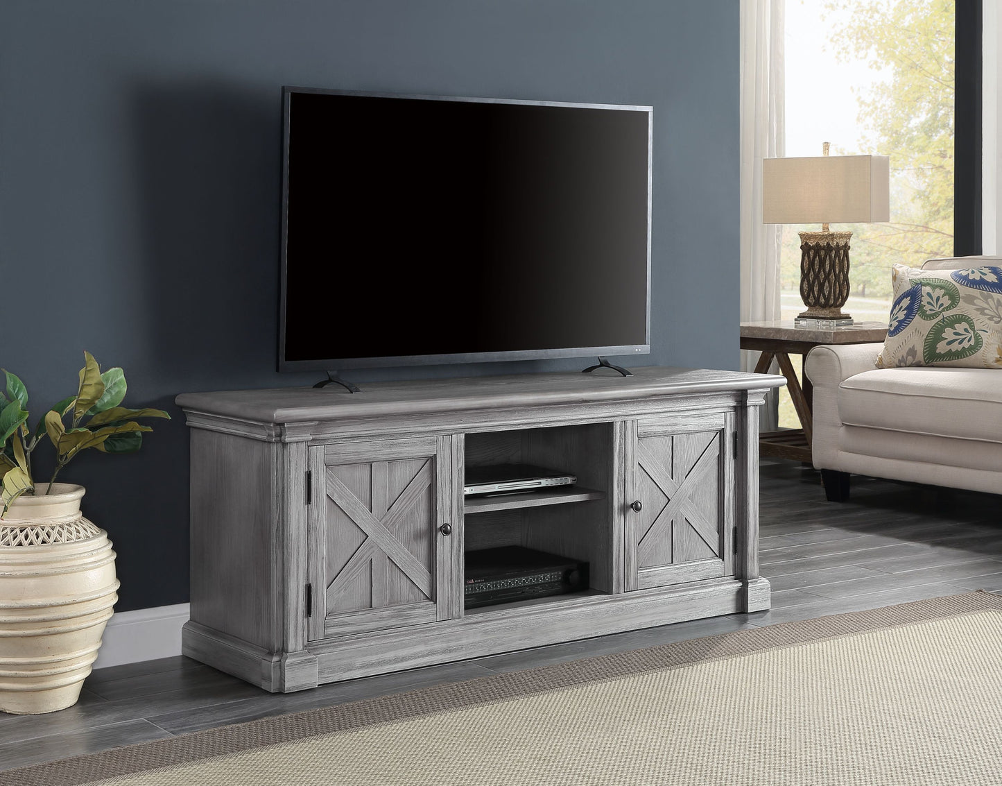 Lucinda Gray Oak TV Stand 91612