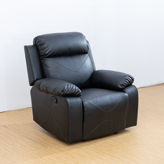 Elegant Black Leather Recliner Chair for Home Theater and Living Room