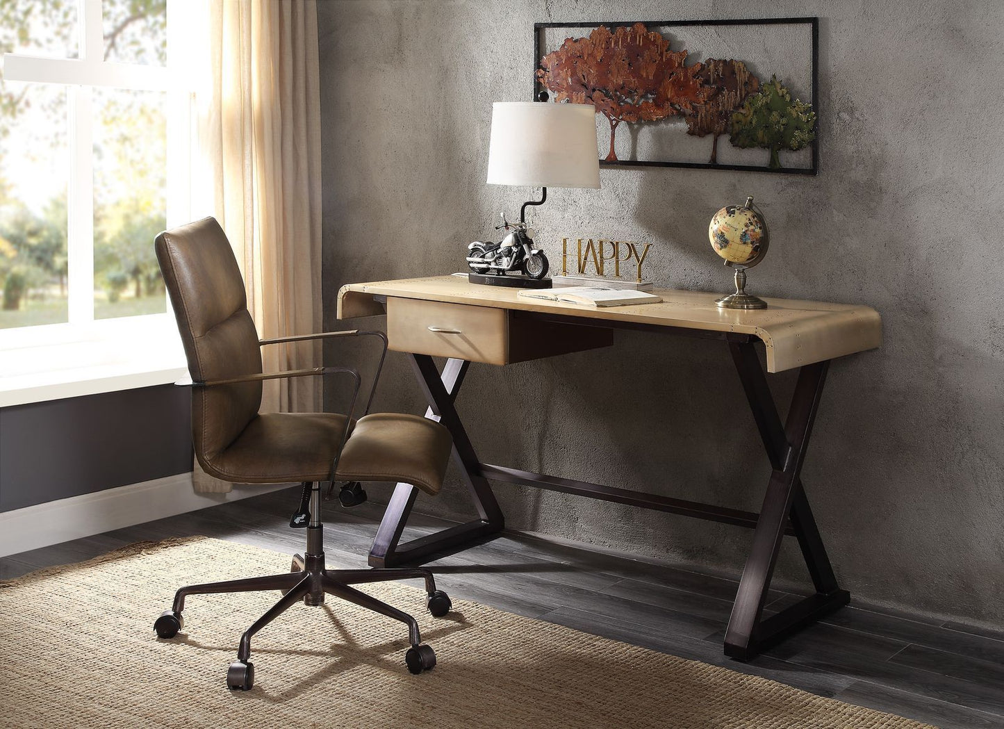 Executive Gold Aluminum Writing Desk Danton