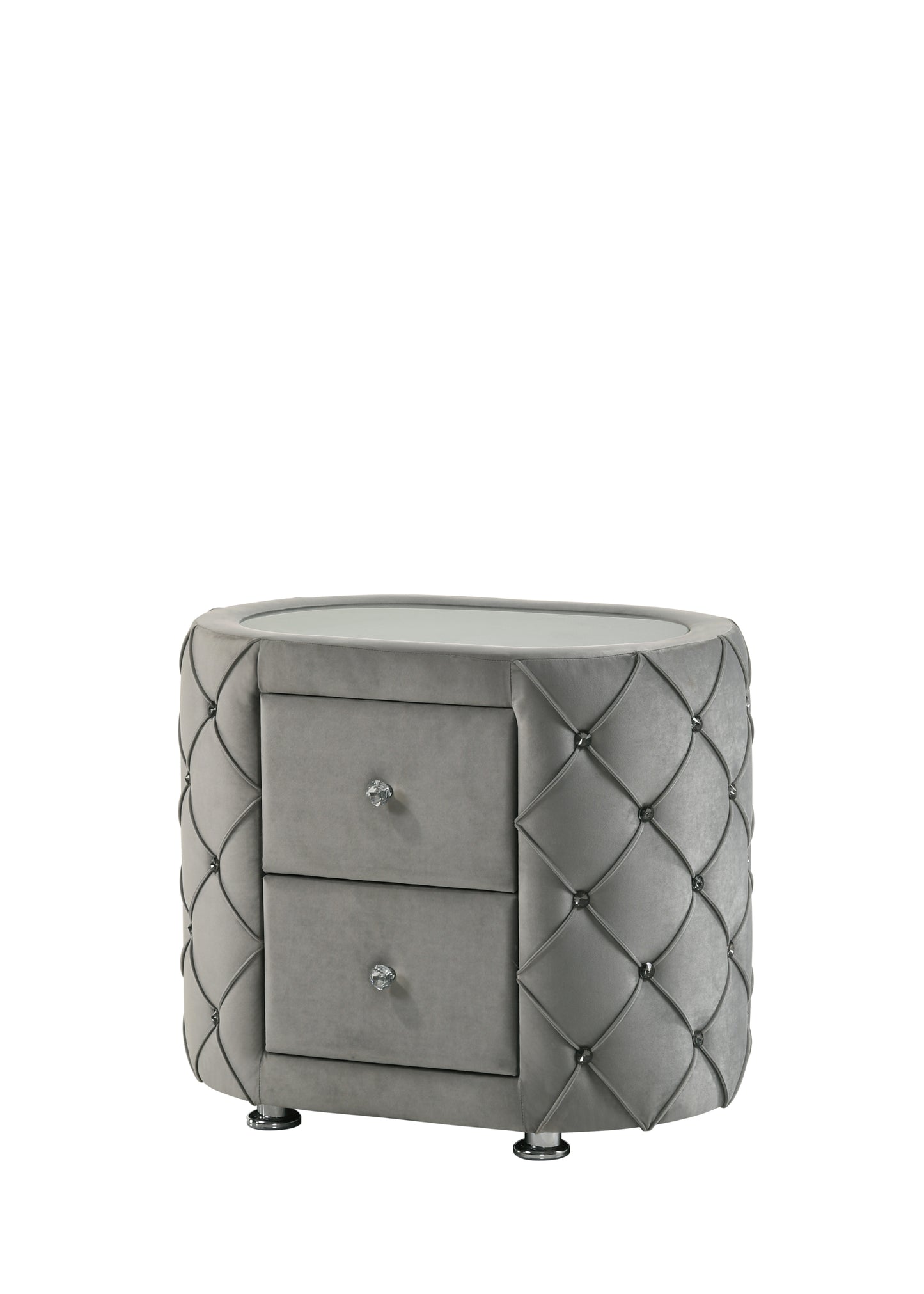 Perine Nightstand, Gray Velvet BD01063